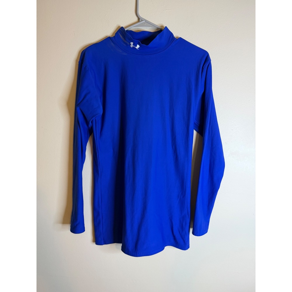 Under Armour ColdGear Mens Large/XL Blue Mock Neck Compression Long Sleeve Shirt